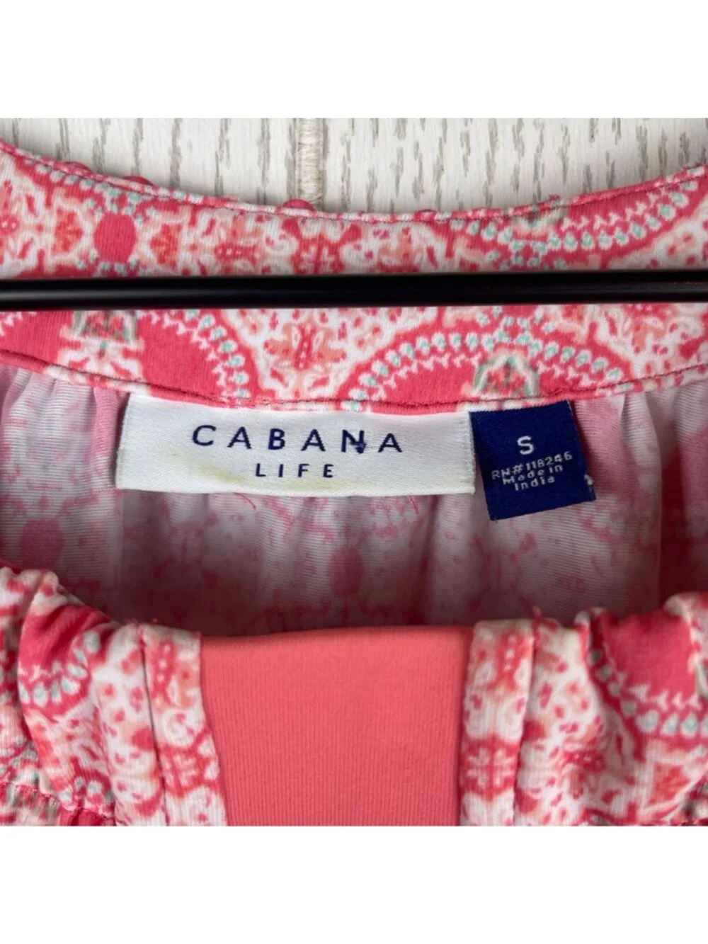 Cabana Life Sleeveless Pink & Teal Patterned Dress With Keyhole Detail small - Picture 4 of 9